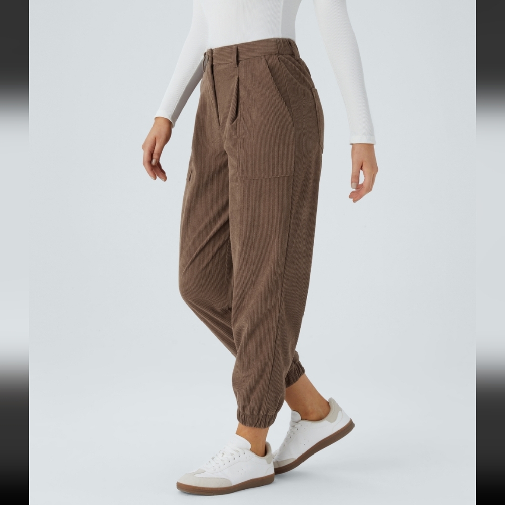 HALARA Brown Jogger Corduroy Pants LP